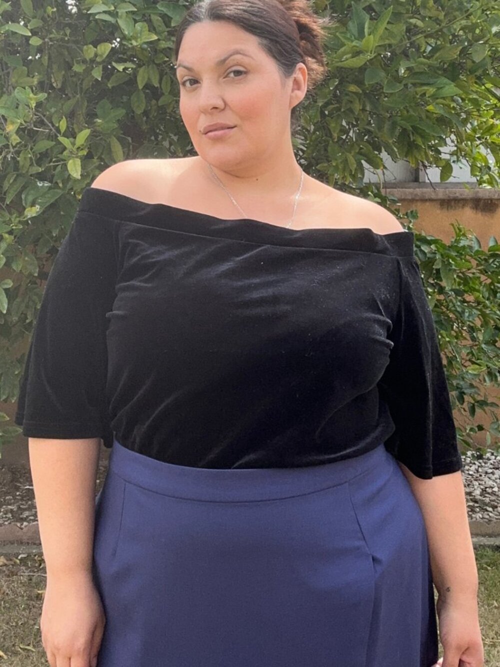 City Chic Off the Shoulder Plus Size Velvet top